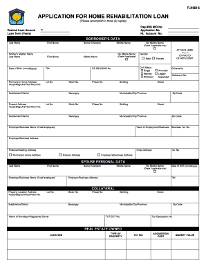 Application for Home Rehabilitation Loan