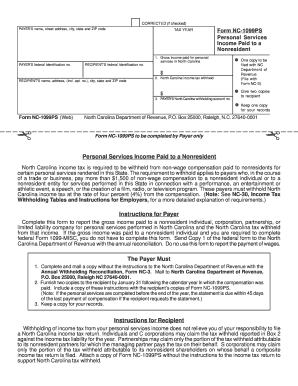 Form NC-1099PS for Nonresident Personal Services Income
