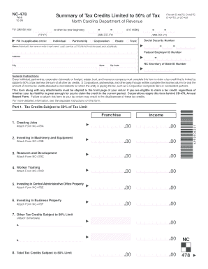 North Carolina NC-478 Tax Credit Form