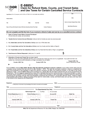 North Carolina Claim for Refund State, County, and Transit Sales and Use Taxes