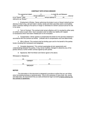 Contract with Stock Broker