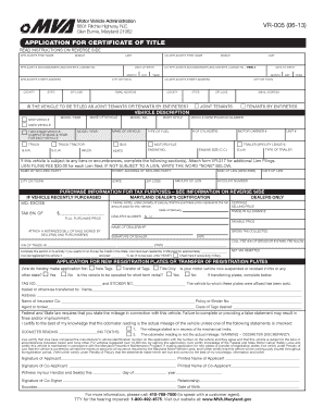 Maryland Certificate of Title Application