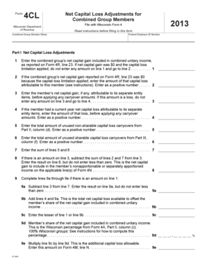 Wisconsin Form 4CL Net Capital Loss Adjustments