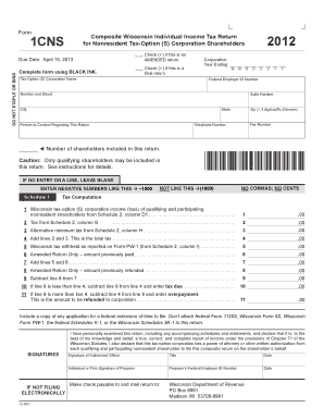 Wisconsin Form 1CNS Composite Nonresident Income Tax Return