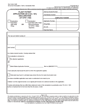 US Plant Patent Application Form
