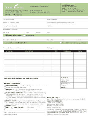 Young Living Essential Oils Order Form
