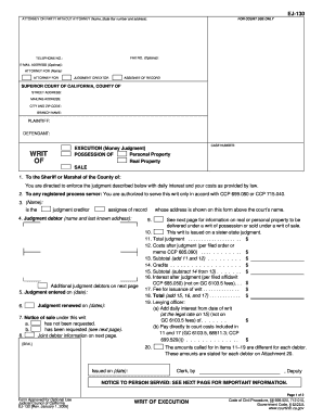 California Writ of Execution