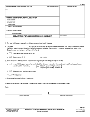 Declaration for Amended Proposed Judgment