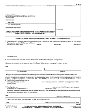 California Child Support Disbursement Application
