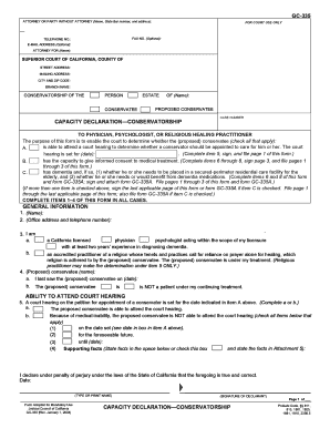 Capacity Declaration Conservatorship Form