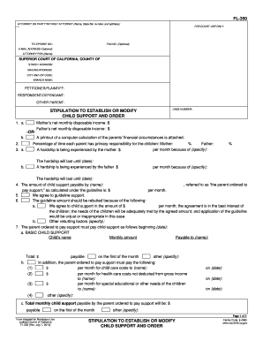 California Child Support Stipulation Form