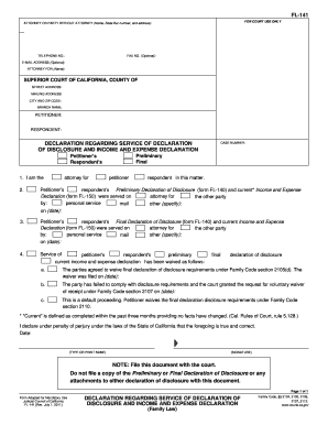 California Declaration Regarding Service of Disclosure