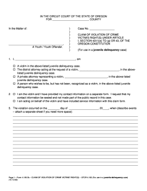 Claim of Violation of Crime Victims' Rights