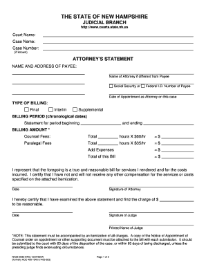 New Hampshire Attorney's Statement Form