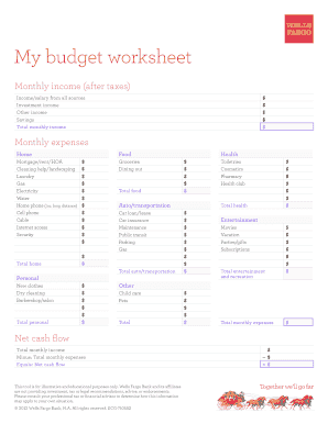 Monthly Budget Worksheet
