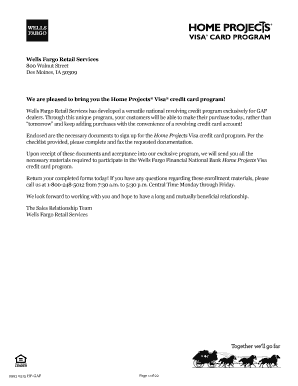 Wells Fargo Home Projects Visa Credit Card Program Enrollment