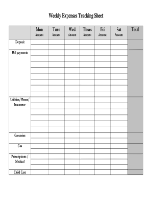 Weekly Expenses Tracking Sheet