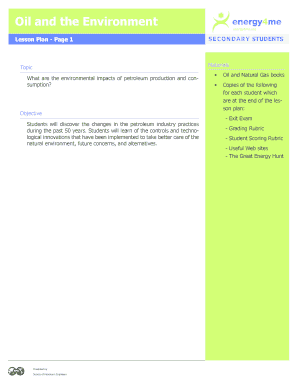 Oil and the Environment Lesson Plan
