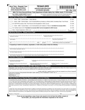 Texas Driver Record Request Form