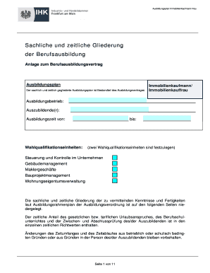 Ausbildungsplan Immobilienkaufmann/-frau