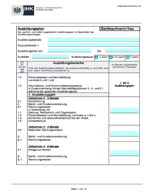 Ausbildungsplan Bankkaufmann/-frau
