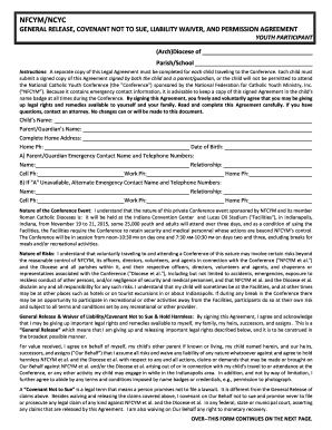 NFCYM Youth Conference Release Waiver