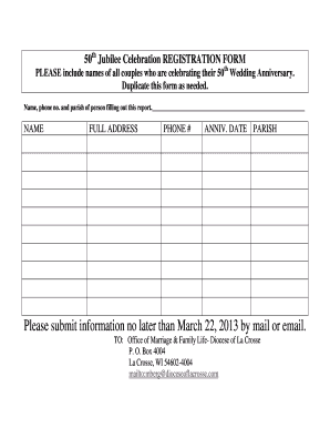 REGISTRATION bFORMb - Diocese of La Crosse