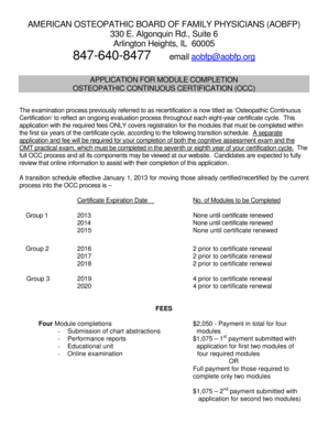 Osteopathic Continuous Certification Module Application