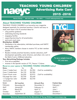Teaching Young Children Advertising Rate Card