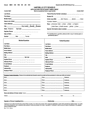 Alabama Student Enrollment Application