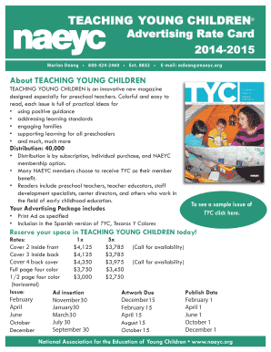 Teaching Young Children Advertising Rate Card