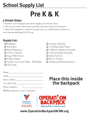 School Supply Donation Form