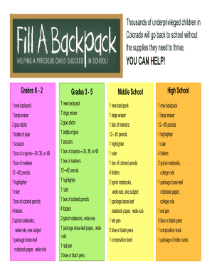 School Supply Donation Form