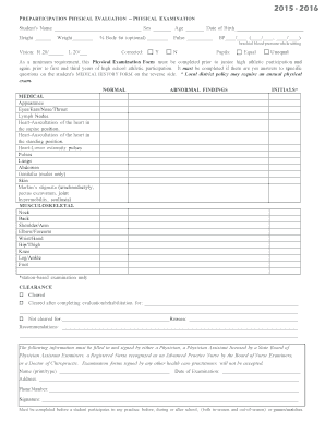 Preparticipation Physical Evaluation Form