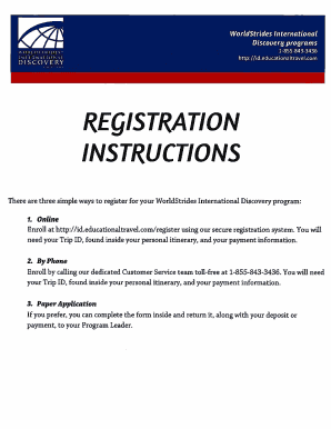 WorldStrides International Discovery Program Registration Form