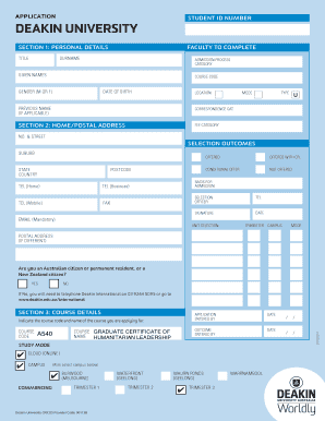 Deakin University Student Application Form
