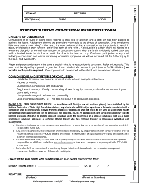 Student/Parent Concussion Awareness Form