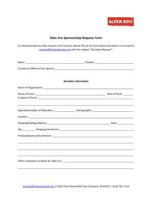 Alter Eco Sponsorship Request Form