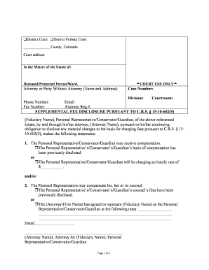 Supplemental Fee Disclosure for Colorado Estate