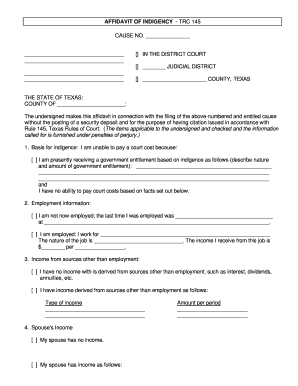 Affidavit of Indigency - TRC 145