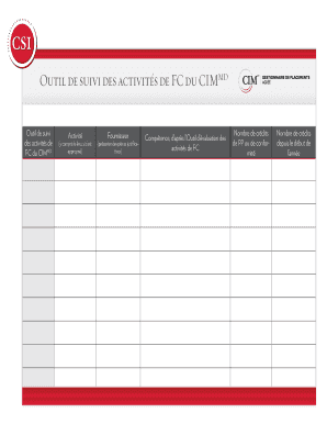 Outil de suivi des activités de FC du CIMMD
