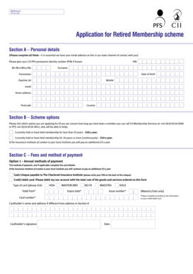 Application for Retired Membership
