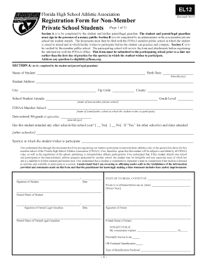 Florida High School Athletic Association Registration Form