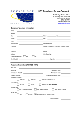 RGV Broadband Service Contract