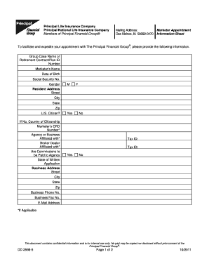 Principal Financial Group Marketer Appointment Form