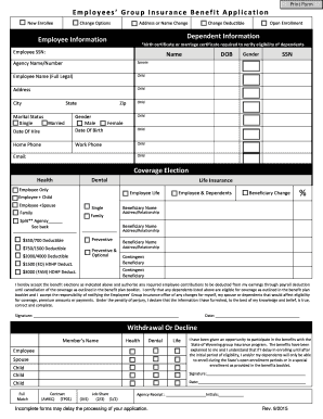 Employee Group Insurance Benefit Application