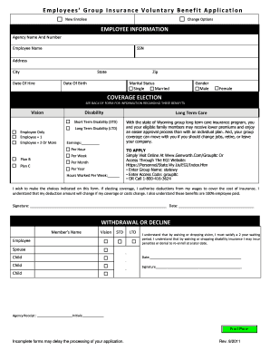 Wyoming State Employee Voluntary Benefits Application