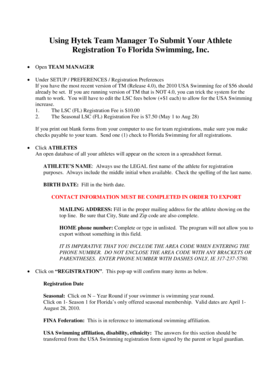 Florida Swimming Athlete Registration Form