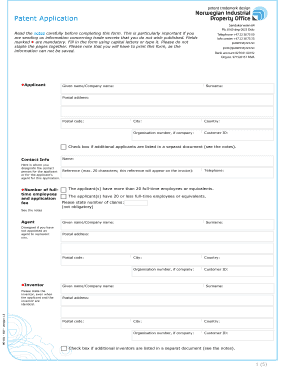 Norwegian Patent Application Form