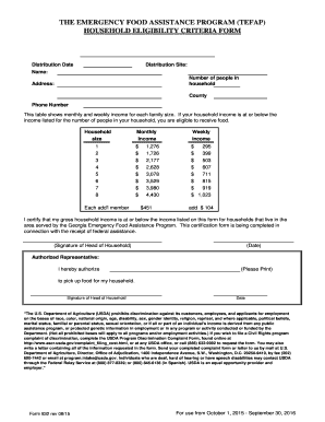 Georgia Emergency Food Assistance Program Eligibility Form